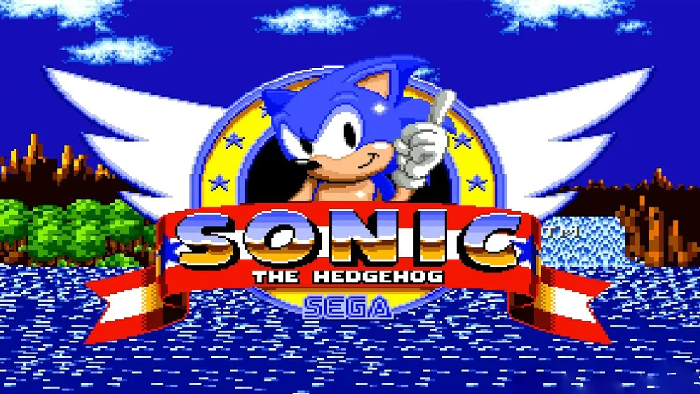 Tela inicial do jogo SONIC 1 para Mega Drive