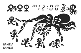 Imagem completa com todas as animações que cabiam na tela do cristal líquido deste jogo (LCD).