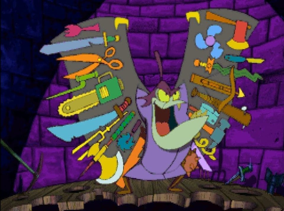 Fritz novaamente mostrando a que veio,  para te dar trabalho, usando até cortador de pizza, garfo e hélices de um ventilador ja bem usado.