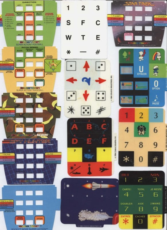 Os overlays, impressos que você colocava sobre o controle para saber que botão usar de acordo com cada jogo, estes são alguns deles.
Clique para ampliar.