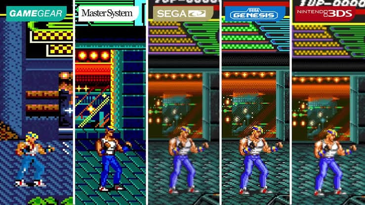 Diferenças do Personagem Axel em variadas versões do Streets of Rage