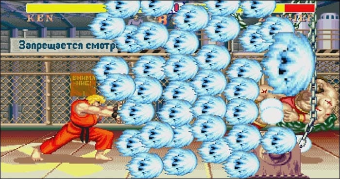 Ken aprendeu com o Guile e veio demonstrar pro Zangief.