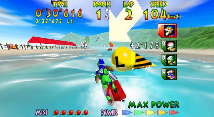 Os efeitos de água eram sensacionais, ver os golfinhos, fazer manobras nos pulos e durante o uso do Jet Ski é muito legal.