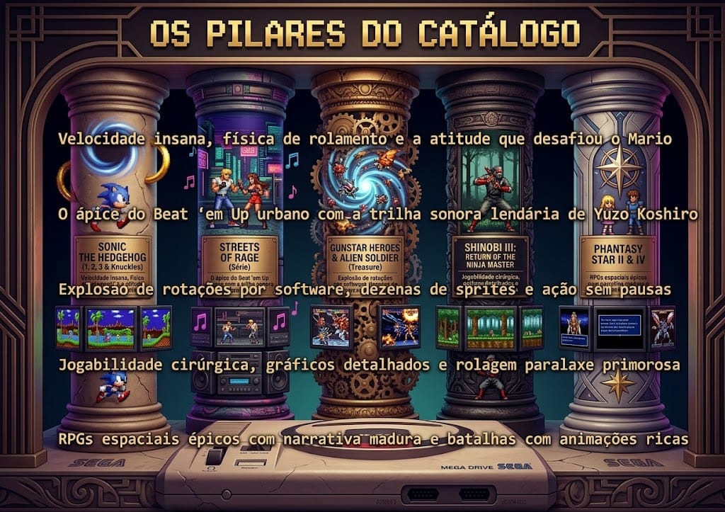 Alguns dos principais pilares do lendário Mega Drive.