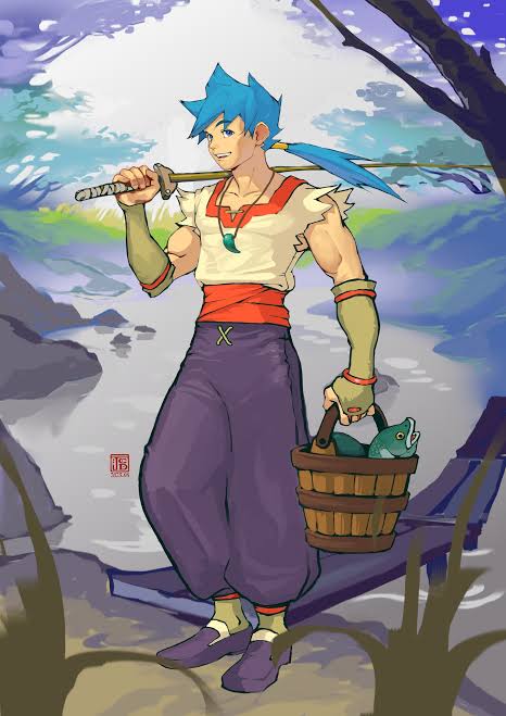 Ryu pescando algo comum no jogo. Fonte da imagem: Internet.