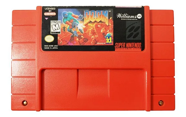 Cartucho diferenciado na cor vermelha para o jogo Doom